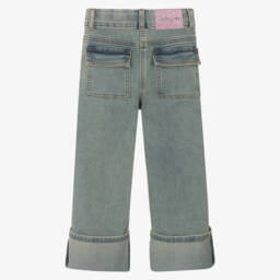 Monnalisa-Girls Light Indigo Blossom Trousers | Childrensalon Outlet