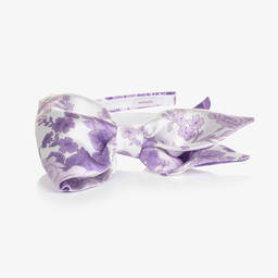 موناليزا Chic-طوق للشعر ساتان لون بنفسجي بطبعة ورود للبنات | Childrensalon Outlet