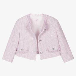 Monnalisa Chic-جاكيت تويد بوكليه لون زهري للبنات | Childrensalon Outlet