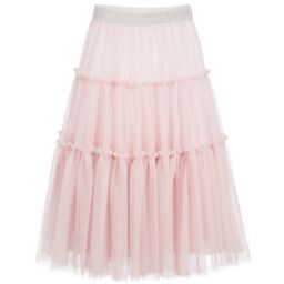Monnalisa Шик-Girls Long Pink Tulle Skirt | Childrensalon Outlet