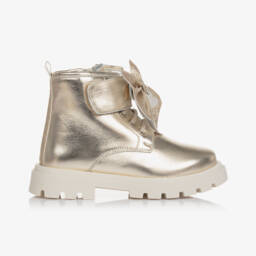 Monnalisa-Girls Metallic Bow Leather Boots | Childrensalon Outlet