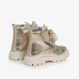 Monnalisa-Girls Metallic Bow Leather Boots | Childrensalon Outlet