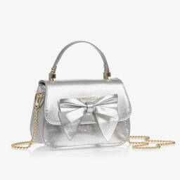 موناليزا-حقيبة يد جلد صناعي لون فضي متاليك (19 سم) | Childrensalon Outlet