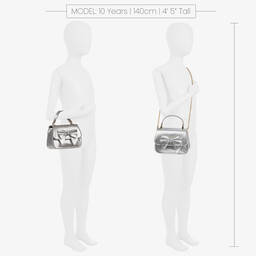 موناليزا-حقيبة يد جلد صناعي لون فضي متاليك (19 سم) | Childrensalon Outlet