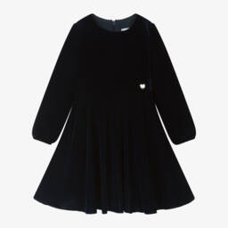 Monnalisa-فستان مخمل لون كحلي | Childrensalon Outlet