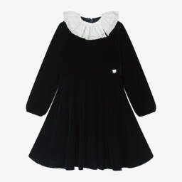 Monnalisa-فستان مخمل لون كحلي | Childrensalon Outlet