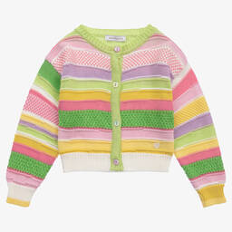 Monnalisa-Girls Multicolour Striped Cardigan | Childrensalon Outlet