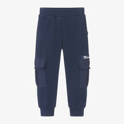 Monnalisa-Girls Navy Blue Cotton Cargo Joggers | Childrensalon Outlet