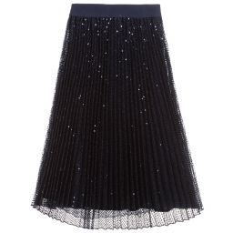 Monnalisa-Girls Navy Blue Sequin Skirt | Childrensalon Outlet