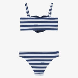 Monnalisa-Girls Navy Blue Striped Bikini | Childrensalon Outlet