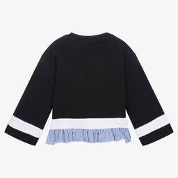 Monnalisa-Girls Navy Blue & White Sweatshirt | Childrensalon Outlet