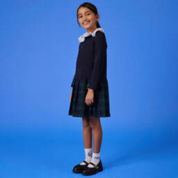 موناليزا-فستان تارتان جيرسي ميلانو لون كحلي | Childrensalon Outlet