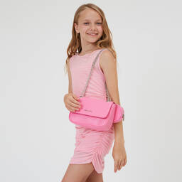 Monnalisa-Girls Neon Pink Faux Leather Bag (21cm) | Childrensalon Outlet