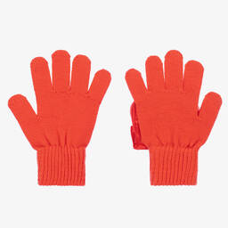 Monnalisa-Оранжево-золотистые вязаные перчатки | Childrensalon Outlet