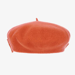 Monnalisa-Girls Orange Wool Bow Beret | Childrensalon Outlet