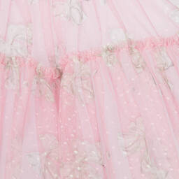 Monnalisa-Розовое платье из тюля с бантиками | Childrensalon Outlet