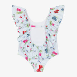 Monnalisa-Girls Pastel Blue Ruffle Swimsuit | Childrensalon Outlet