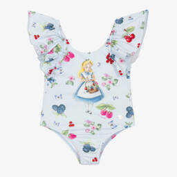 Monnalisa-Girls Pastel Blue Ruffle Swimsuit | Childrensalon Outlet