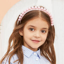 موناليزا-طوق للشعر لون زهري مزين بخرز للبنات | Childrensalon Outlet