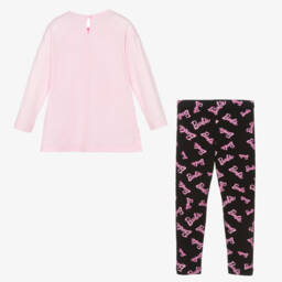 Monnalisa-طقم ليغنغز باربي لون أسود و زهري للبنات | Childrensalon Outlet