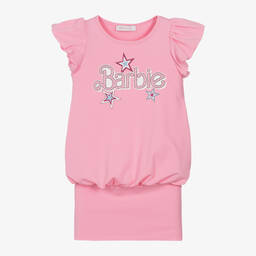 Monnalisa-Girls Pink Cotton Barbie Dress | Childrensalon Outlet