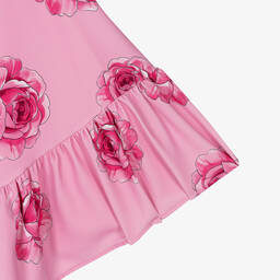 Monnalisa Chic-Girls Pink Crêpe Rose Print Dress | Childrensalon Outlet