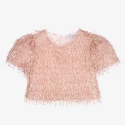 Monnalisa Chic-Girls Pink Cropped Blouse | Childrensalon Outlet