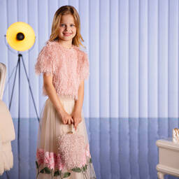 Monnalisa Chic-Girls Pink Cropped Blouse | Childrensalon Outlet