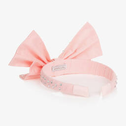 Monnalisa-طوق للشعر بفيونكة لون زهري مزين بديامنتي | Childrensalon Outlet