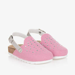 Monnalisa-Girls Pink Diamanté Sandals | Childrensalon Outlet
