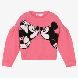 Monnalisa-Girls Pink Disney Sweater  | Childrensalon Outlet