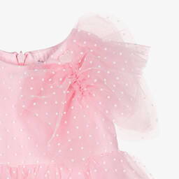 Monnalisa-Girls Pink Dotted Tulle Dress | Childrensalon Outlet