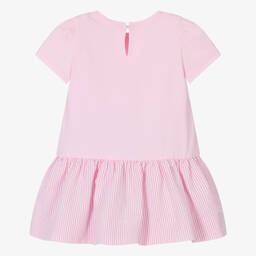 Monnalisa-Girls Pink Floral Cotton Butterfly Dress | Childrensalon Outlet