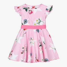 Monnalisa-Girls Pink Floral Cotton Dress | Childrensalon Outlet
