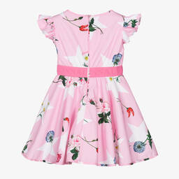 Monnalisa-Girls Pink Floral Cotton Dress | Childrensalon Outlet
