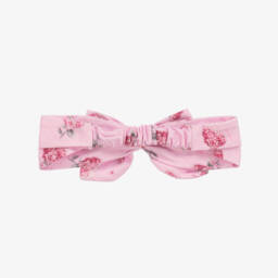 Monnalisa-Girls Pink Floral Jersey Hairband | Childrensalon Outlet