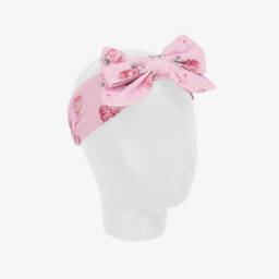 Monnalisa-Girls Pink Floral Jersey Hairband | Childrensalon Outlet