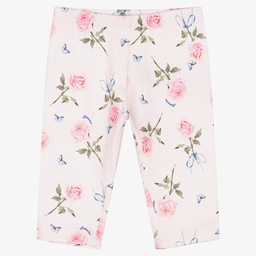 Monnalisa-Girls Pink Floral Leggings | Childrensalon Outlet