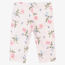 Monnalisa-Girls Pink Floral Leggings | Childrensalon Outlet