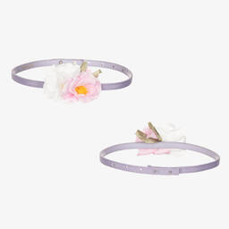 Monnalisa-Girls Pink Floral Tulle Dress | Childrensalon Outlet