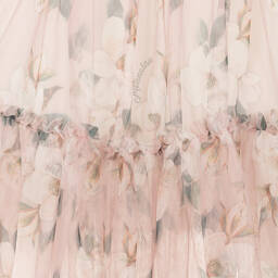 Monnalisa Chic-Girls Pink Floral Tulle Skirt | Childrensalon Outlet