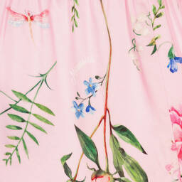 Monnalisa Шик-Розовые шорты из атласной вискозы с цветами для девочек | Childrensalon Outlet