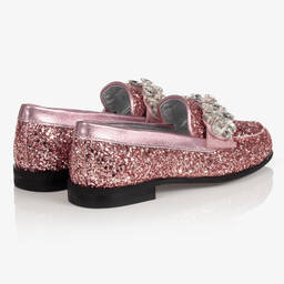 Monnalisa-Girls Pink Glitter Loafers | Childrensalon Outlet