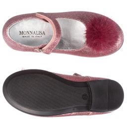 Monnalisa-Girls Pink Glitter Shoes | Childrensalon Outlet