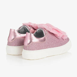 Monnalisa-Розовые кроссовки с бантиками из тюля | Childrensalon Outlet