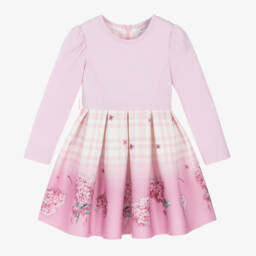 Monnalisa-Girls Pink Heart Pattern Dress | Childrensalon Outlet