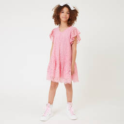Monnalisa-Girls Pink Lace Dress | Childrensalon Outlet