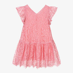 Monnalisa-Girls Pink Lace Dress | Childrensalon Outlet
