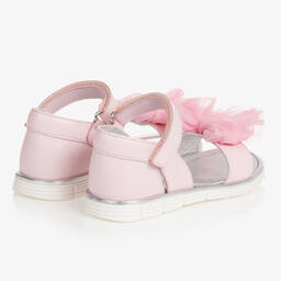 Monnalisa-Girls Pink Leather Bow Sandals | Childrensalon Outlet