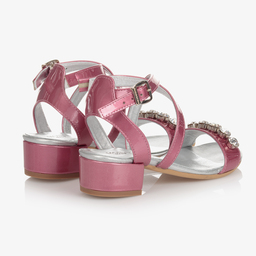 Monnalisa-Girls Pink Leather Gem Sandals | Childrensalon Outlet